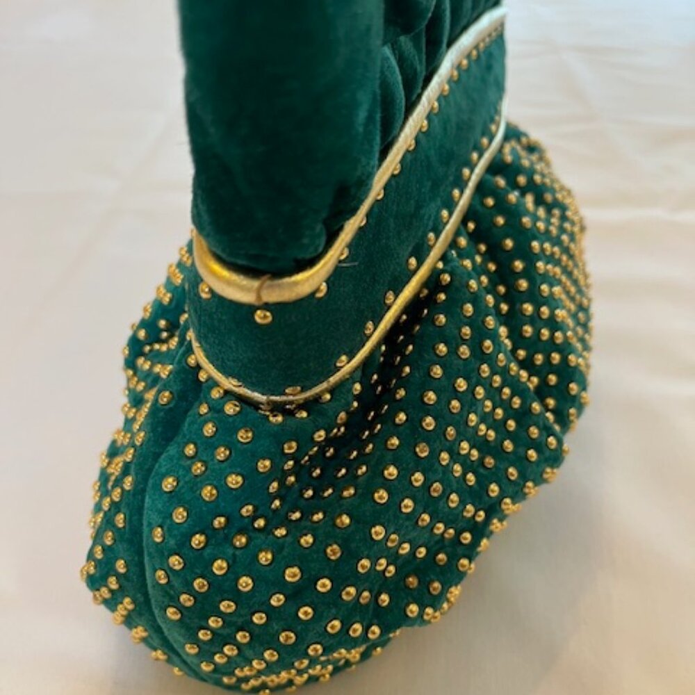 ISABEL | Emerald Green Bag with Gold Studs-Vintage-EUC